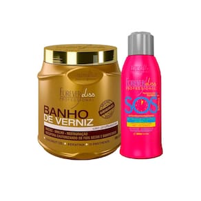 Kit Banho d Verniz 1kg e SOS Reconstrutor 300ml Forever Liss