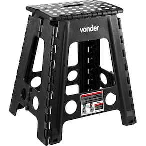 Banqueta plástica dobrável preta altura 450 mm VONDER