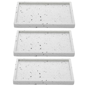 Conjunto 3 Bandejas de Mármore Terrazzo Lyor 26,5x17x2cm Bancada Sala Banheiro Retangulares
