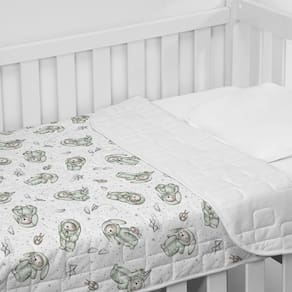 Cobre Leito Tecebem Baby Malha Estampado Yan 85cm x 145m Branco