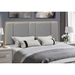 Cabeceira de Cama com LED Queen 160x60cm Linho Cinza