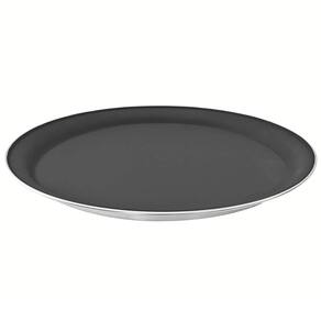 Bandeja Redonda Antiderrapante Garçom Profissional 40cm Tramontina Service Aço Inox Preto