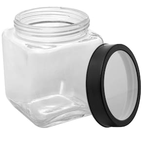 Pote de Vidro 1,2L para Mantimentos com Tampa Metal e Acrílico Preta Gastro Lyor Quadrado
