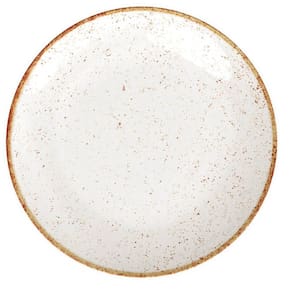 Jogo 12 Pratos Rústicos Tramontina Rasos Marrom em Porcelana 28cm Decorado