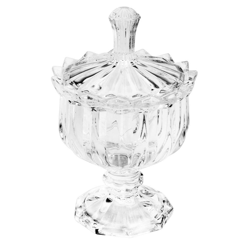 Potiche de Cristal com Pé 8x14,5cm Bomboniere Decorativo Baleiro Lyor Transparente