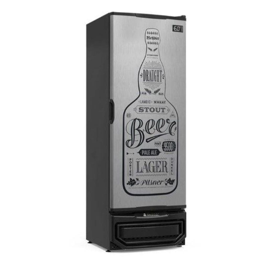Refrigerador Vertical Cervejeira 410L 144 Garrafas 600ml Porta Cega Tipo Inox GRBA-400 GW/TI/220V - Gelopar