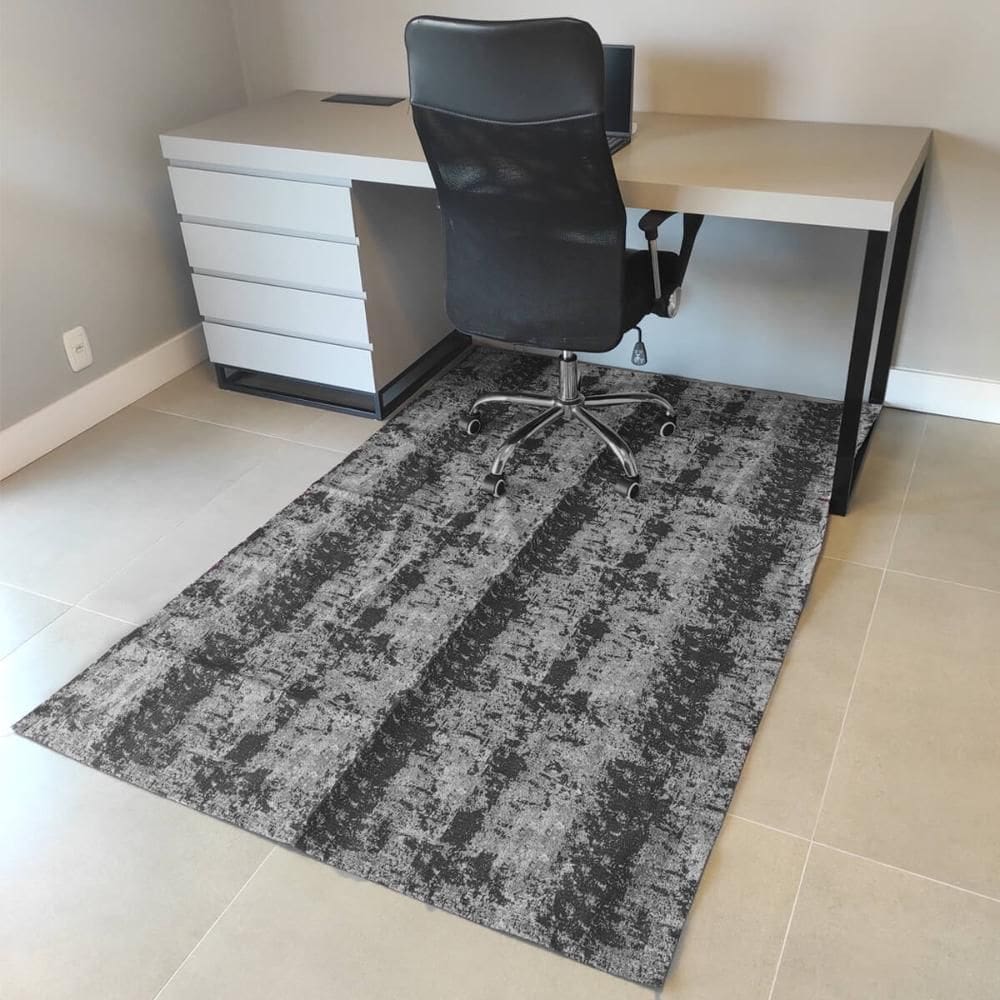 Tapete Mesclado Cinza e Preto Antiderrapante 135x200cm Polié