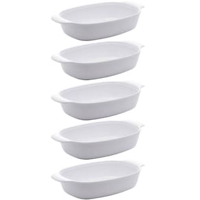 Kit 5 Travessas para Servir de Melamina Branca 23cm com Alça