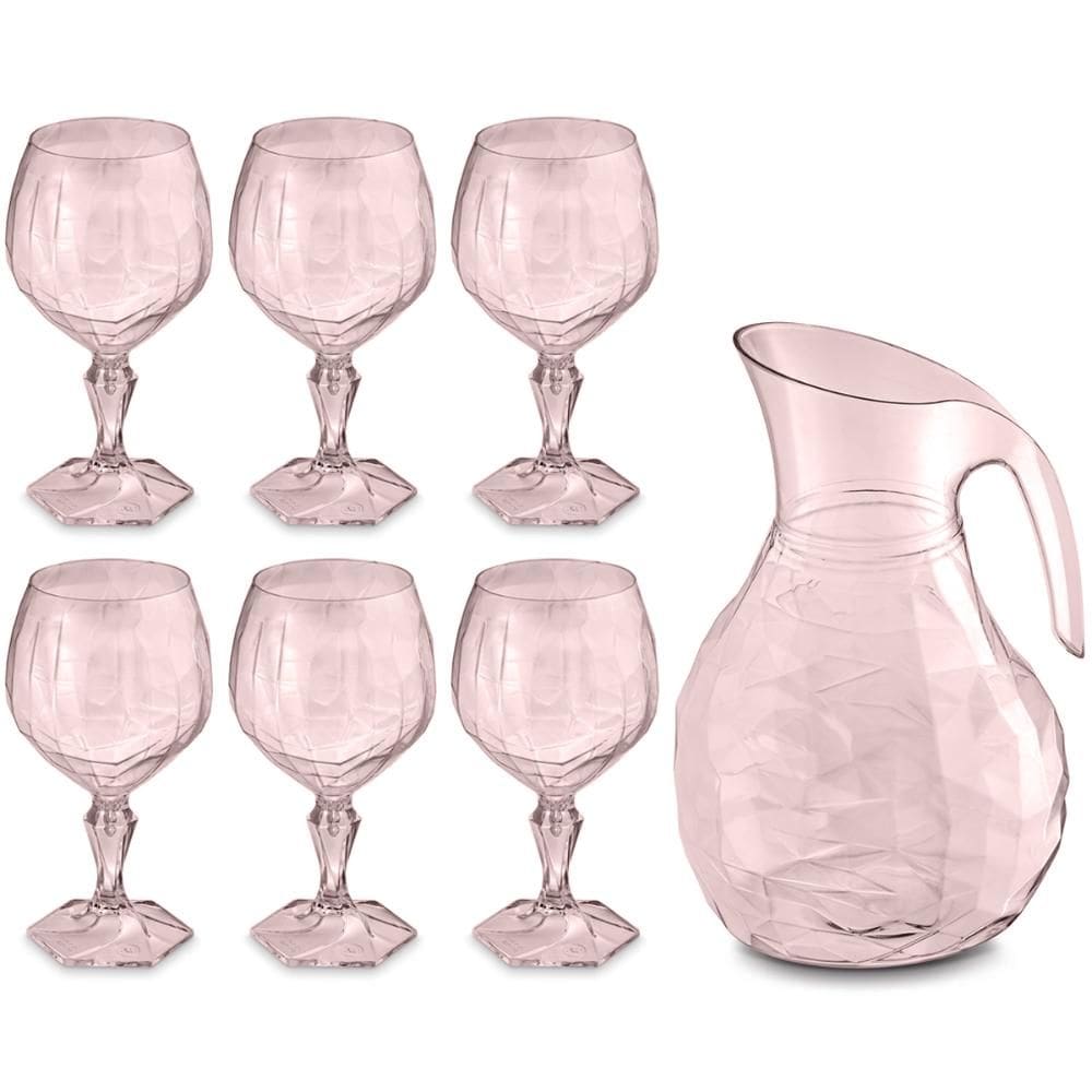 Kit Jarra 2,3L E 6 Taças 350ml Jogo De Refresco Tango Servir Água Suco UZ
