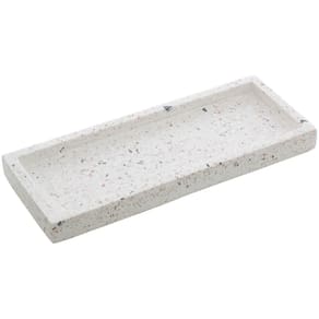Bandeja de Mármore Terrazo Lyor Retangular 25x10x2cm Decorativa para Bancada de Banheiro
