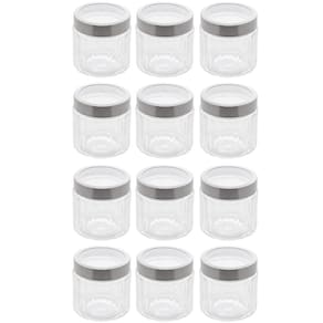 Conjunto 12 Potes de Vidro com Tampa Inox 870ml cada Lyor Sydney Biscoito Condimento