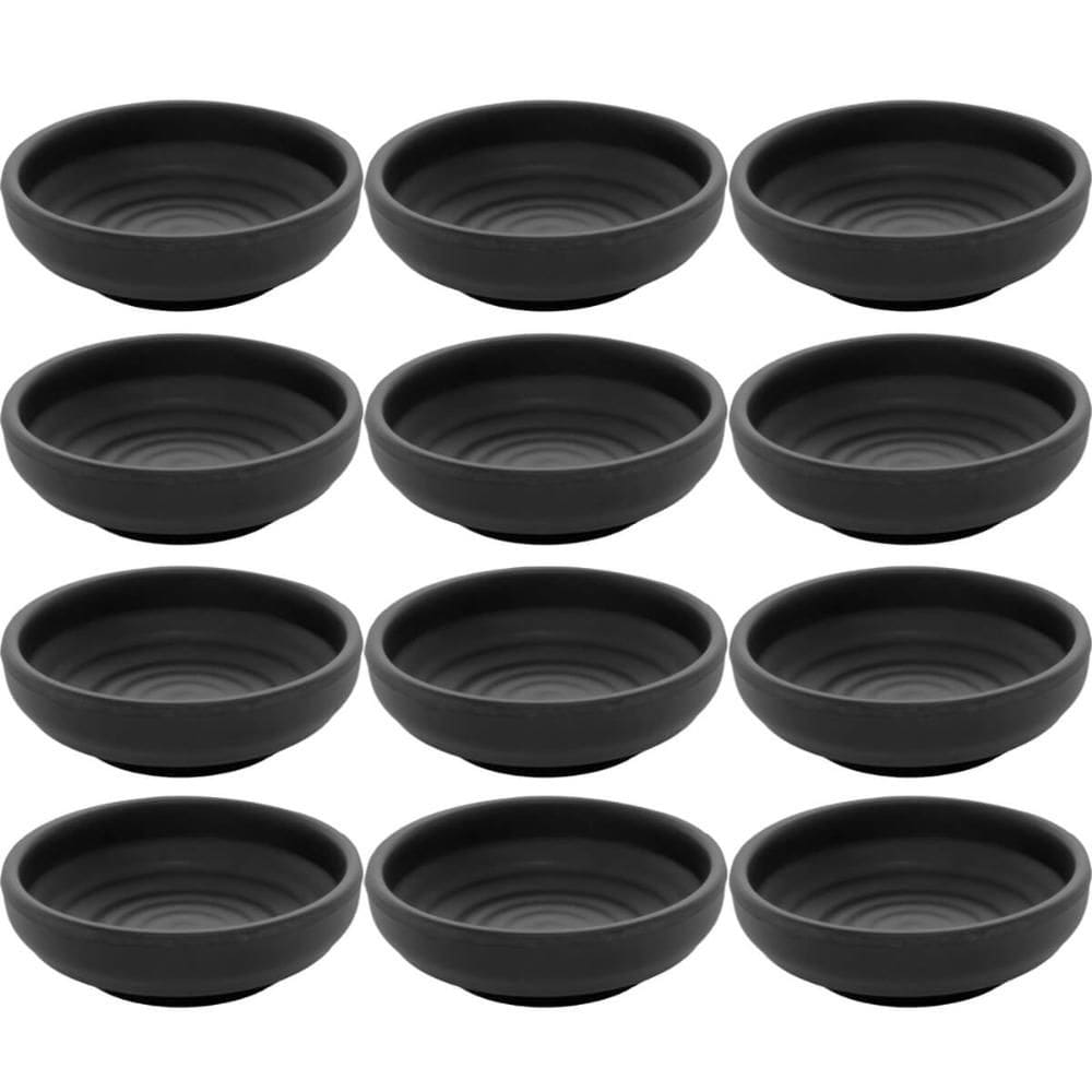 Conjunto 12 Molheiras Porta Shoyu 40ml Redondas Ramekins Melamina Pretos Tóquio Lyor