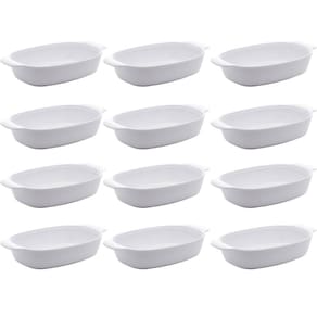 Conjunto 12 Travessas de Melamina para Restaurante com Alças Laterais 23cm Milão Lyor Brancas