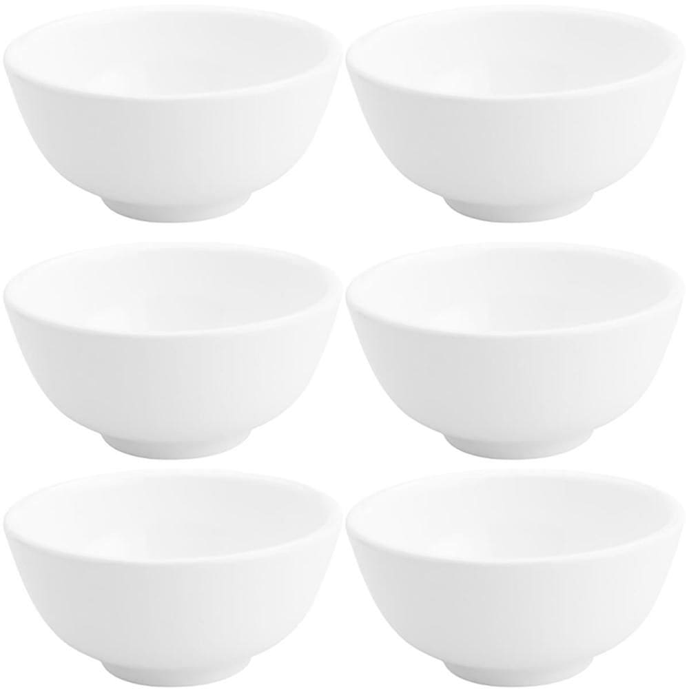 Conjunto de 6 Cumbucas de Porcelana Brancas 200ml Bowls Lyor Clean Pequenos 10,5x5cm