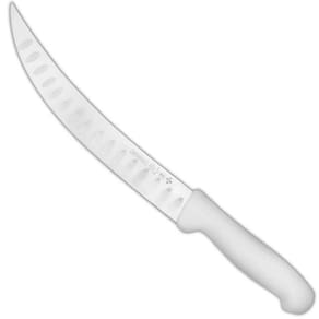 Faca de Açougue Inox Cabo Branco 10` Açougueiro Profissional Lâmina Curva Granton Edge Mundial
