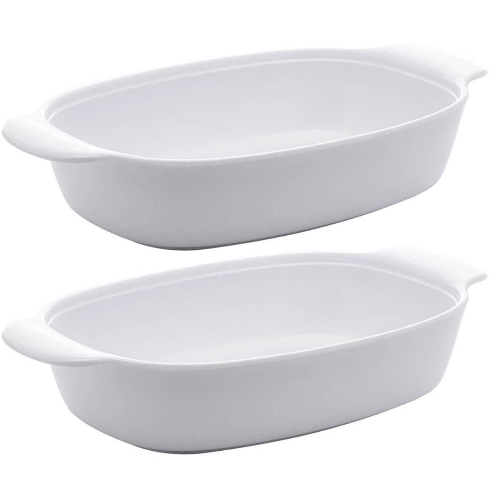 Kit 2 Travessas de Melamina Brancas 23cm Milão Lyor com Alças Laterais para Servir