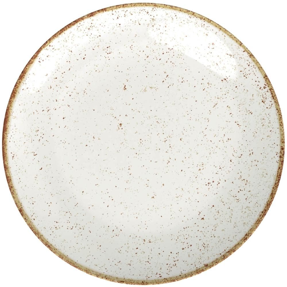 Prato Porcelana Tramontina Rústico Raso 25cm Marrom Decorado Avulso Cozinha Casa