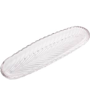 Prato Decorativo de Cristal Leaf 39x14x3cm Lyor Travessa Bandeja de Aparador