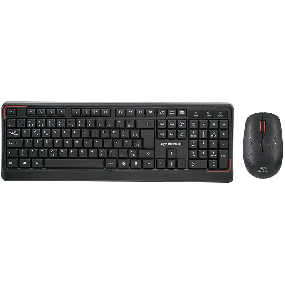 Kit Teclado e Mouse C3Tech, Wireless (Sem Fio), K-W70BK - Preto