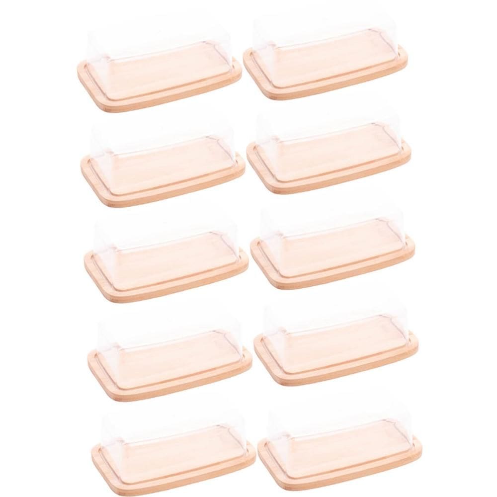 10 Manteigueiras Bambu Tampa Plástica Lyor 19x12,5x6cm Resta