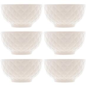 6 Cumbucas de Porcelana Branca 280ml Bowls Lyor Diamond para