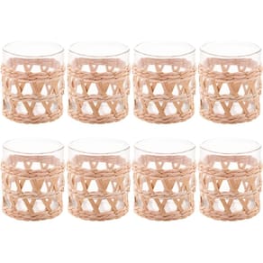 Conjunto 8 Copos Baixos de Vidro Wolff com Sisal 320ml Decor