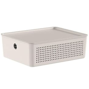 Caixa Organizadora com Tampa Ou Bege 27x22x9cm Cesto Organiz