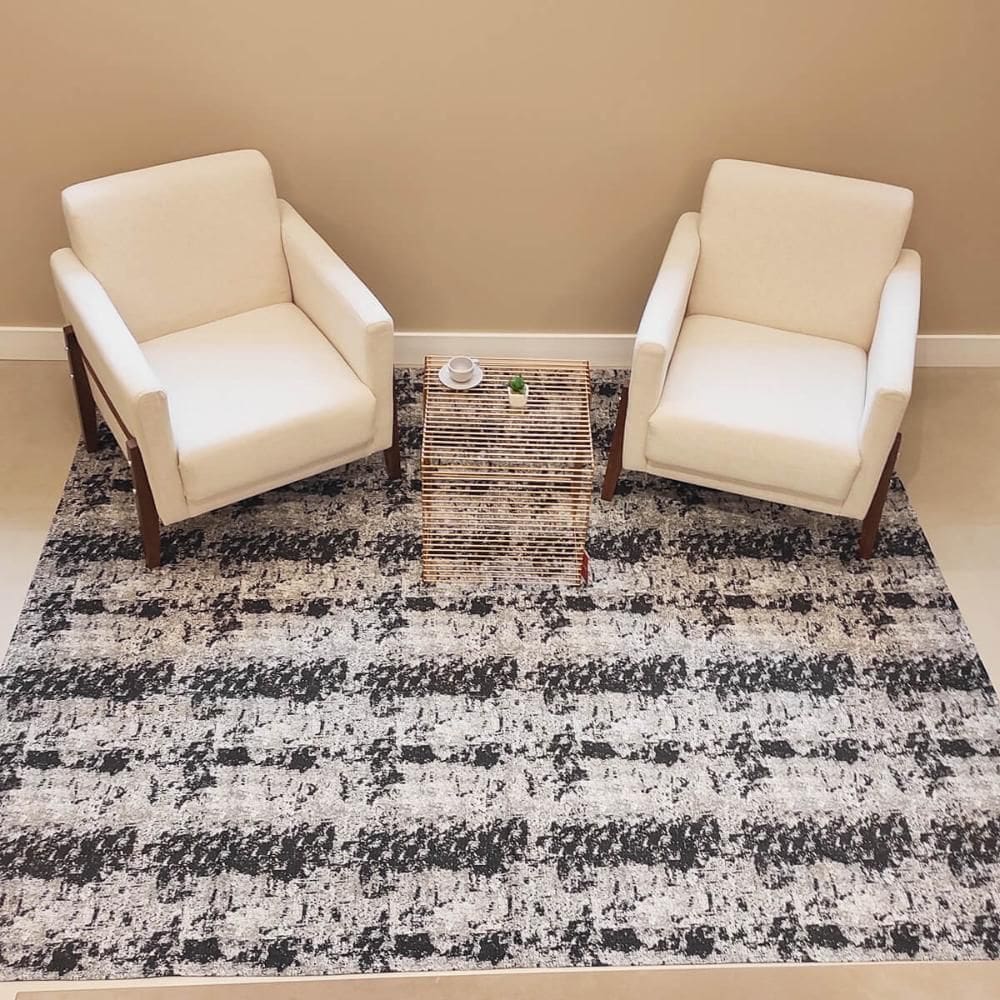 Tapete da Sala 200x250cm Preto Mesclado Antiderrapante Grand