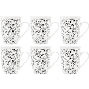 Conjunto de 6 Xícaras de Chá 310ml de Porcelana com Infusor
