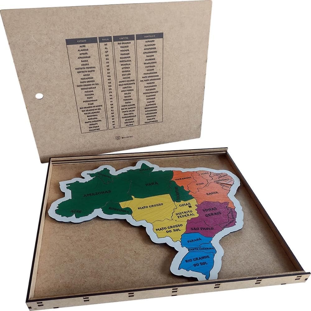 Mapa do Brasil Jogo de Montagem Educativo Estados 26 Peças d