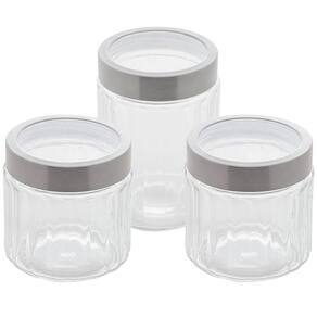 Kit 3 Porta Mantimentos de Vidro Sydney Lyor 870ml e 1,2L Po