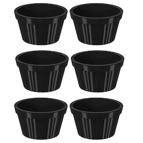 Kit 6 Ramekins Canelado Preto 60ml Molheira 6,5x3,5cm Servir