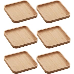 Kit 6 Bandejas de Bambu Squaze Lyor 17x17cm Pratos Quadrados