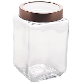Pote de Vidro com Tampa Metal Lyor Rose Gold 1,7L Mantimento