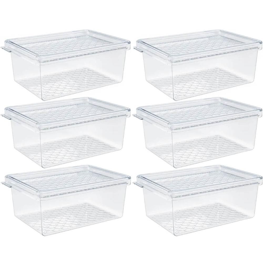 Kit 6 Organizadores de Geladeira com Tampa 660ml Cozinha Res
