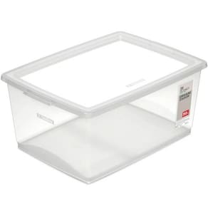 Organizador Plástico com Tampa Click 30L Caixa Organizadora