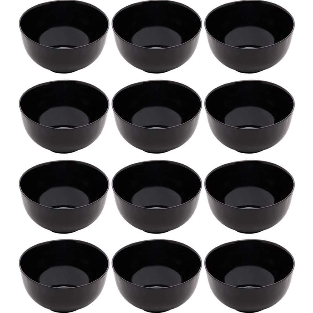Kit 12 Bowls de Vidro Preto 700ml Cumbucas Saladas Caldos So