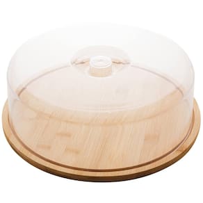 Boleira de Bambu com Cúpula de Plástico 28x9,5cm Lyor Porta