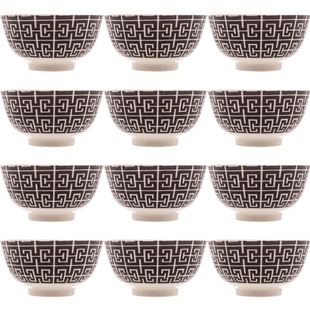 12 Bowls de Porcelana Lyor Sobremesa Cumbucas 410ml Decorada