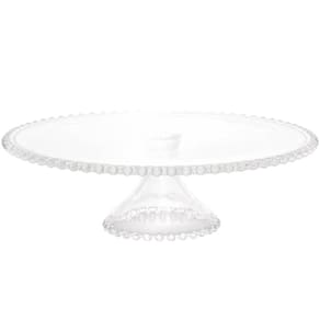 Porta Bolo Cristal com Pedestal Wolff Pearl 31x11cm Boleira
