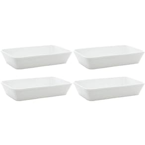 Kit 4 Travessas de Porcelana Branca 26x17x5cm Refratário Lin