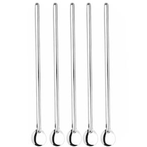 5 Colheres Bailarina Inox para Drinks Gin Coquetel Suco Long