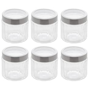 6 Potes de Vidros com Tampa Inox 870ml Sydney Lyor Condiment