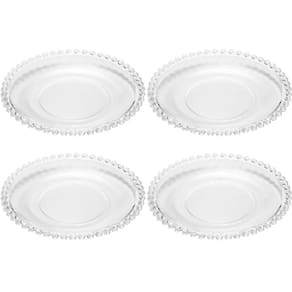 Jogo 4 Pratos de Sobremesa Wolff Pearl Cristal Rasos 20cm Pr
