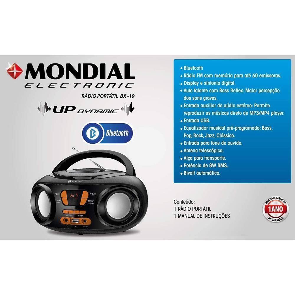 Rádio Portátil Mondial Up Dynamic BX-19 | Casas Bahia