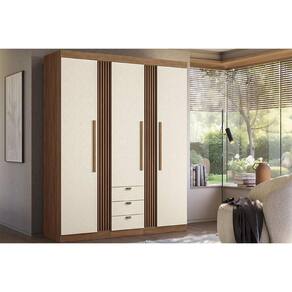 Guarda Roupa Solteiro 3 Portas 3 Gavetas 3.3 Aurora jatoba/Areia - Santos Andirá