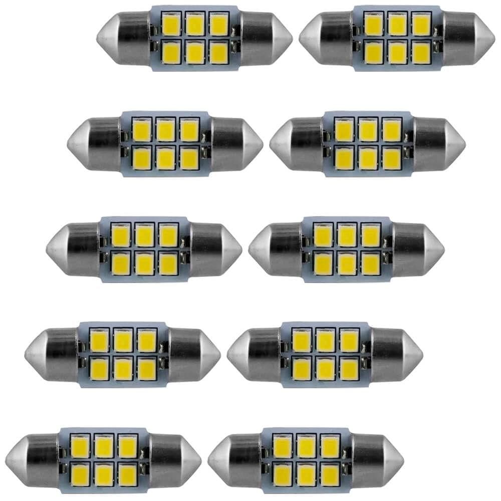 Kit 10 Lâmpada Torpedo 6 Leds Branco 12v 42mm Acessórios