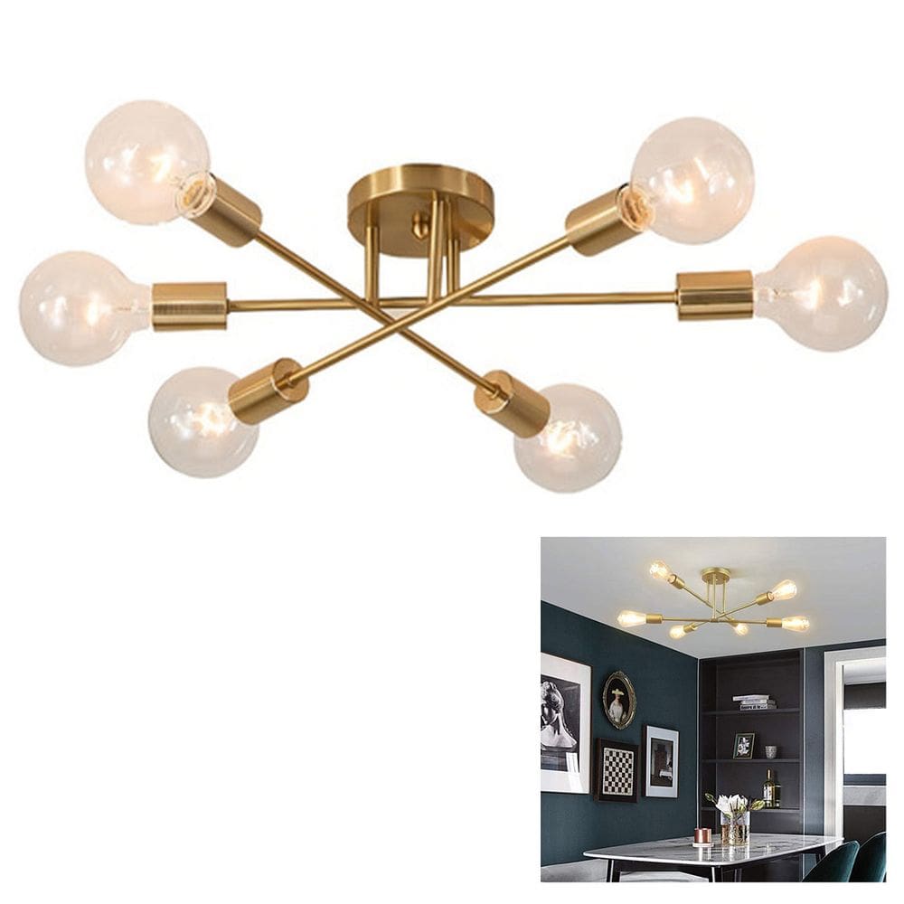 Lustre Sputnik Luminaria 6 Lampadas E27 Candelabro Quarto Sala Residencial Comercial Iluminaçao Decoraçao