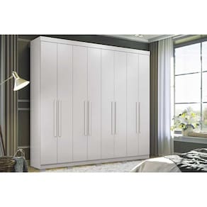 Guarda Roupa Casal 8 Portas e 4 Gavetas c/ Pés 8.4 Master New Branco - Santos Andirá