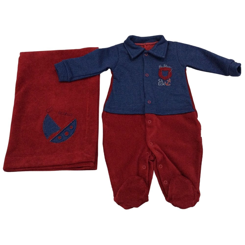 Saida Maternidade Plush masc Le Bhua Vermelho e azul